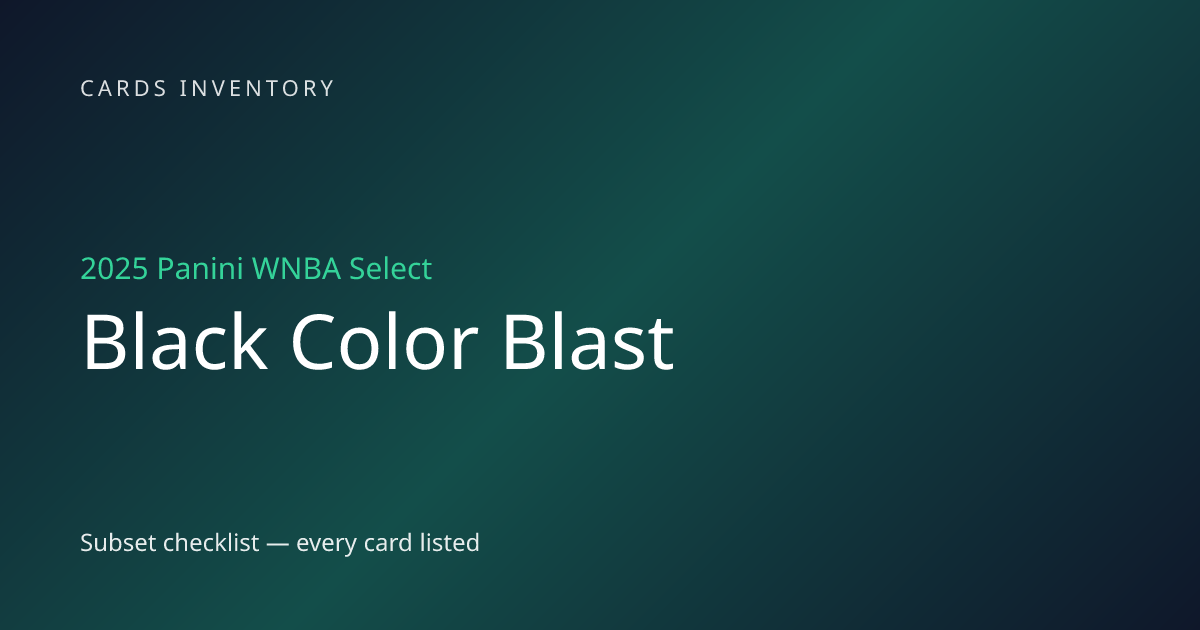 2025 Panini WNBA Select Black Color Blast Checklist | Cards Inventory
